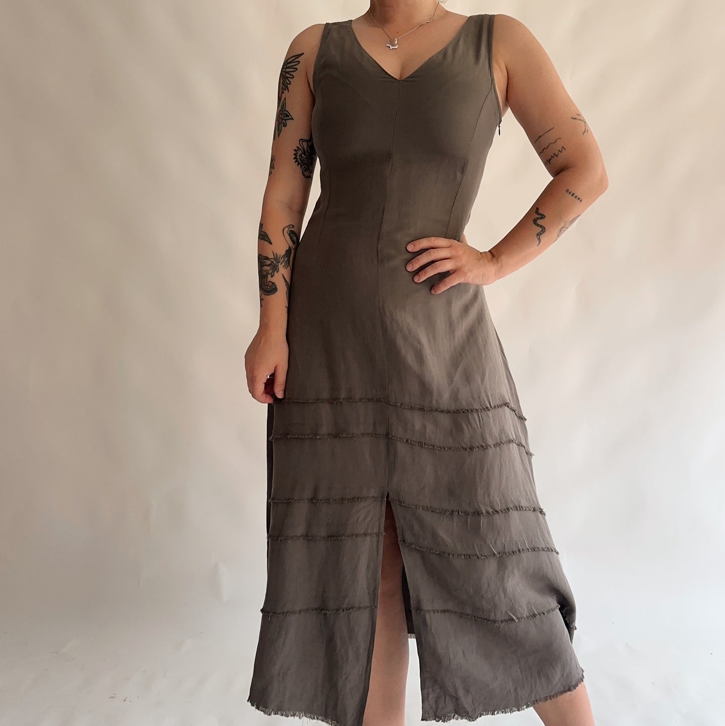 vestido vintage seda + linho (M)