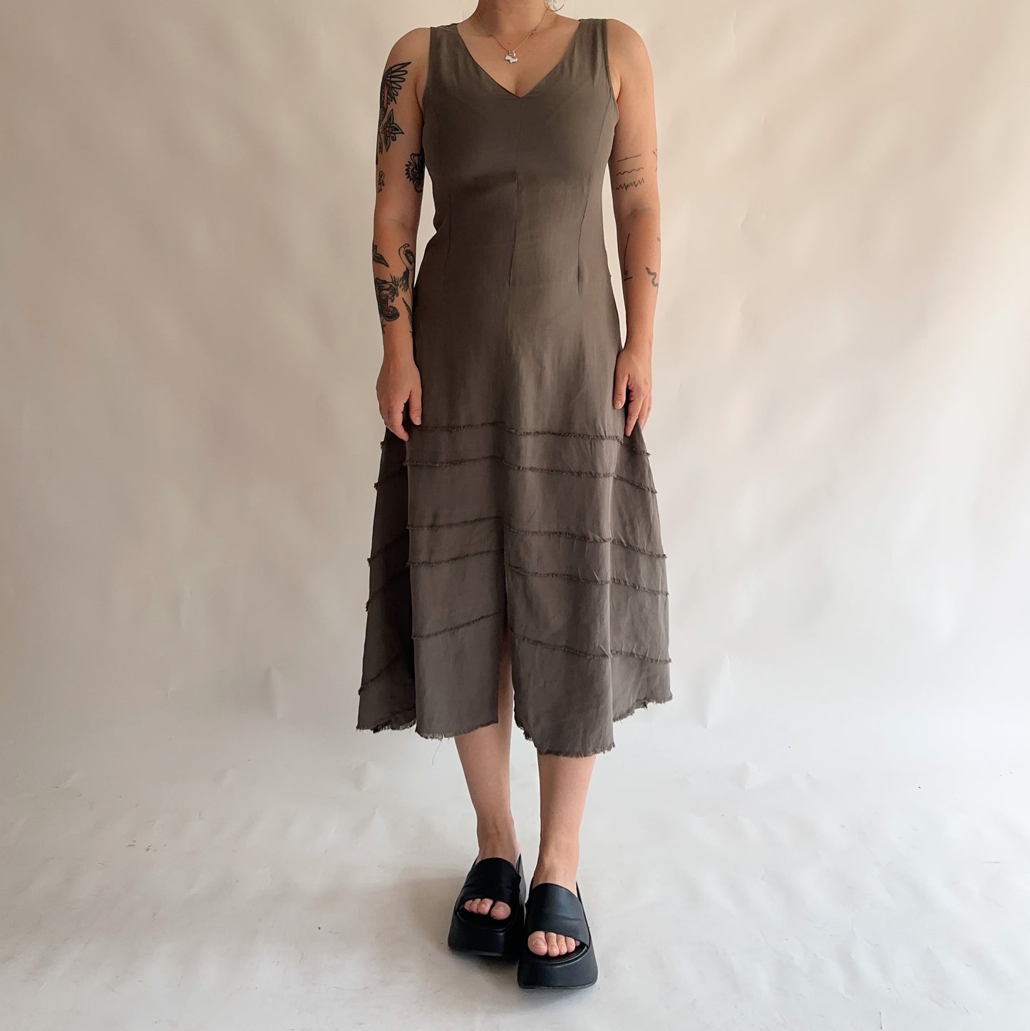 vestido vintage seda + linho (M)