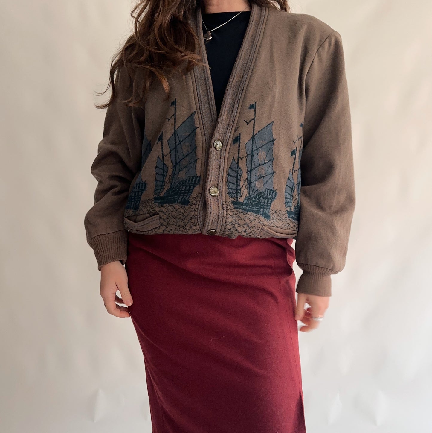 Cardigan Vintage Japonês 100% Lã (M-L)