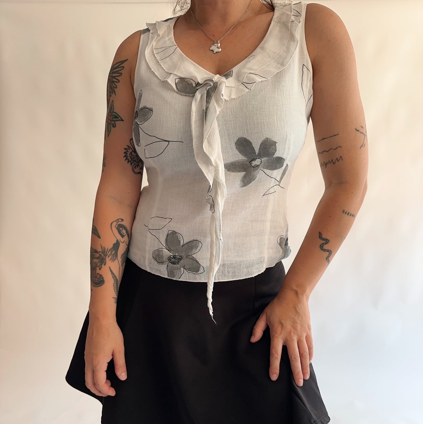 top vintage y2k 100% linho (M)