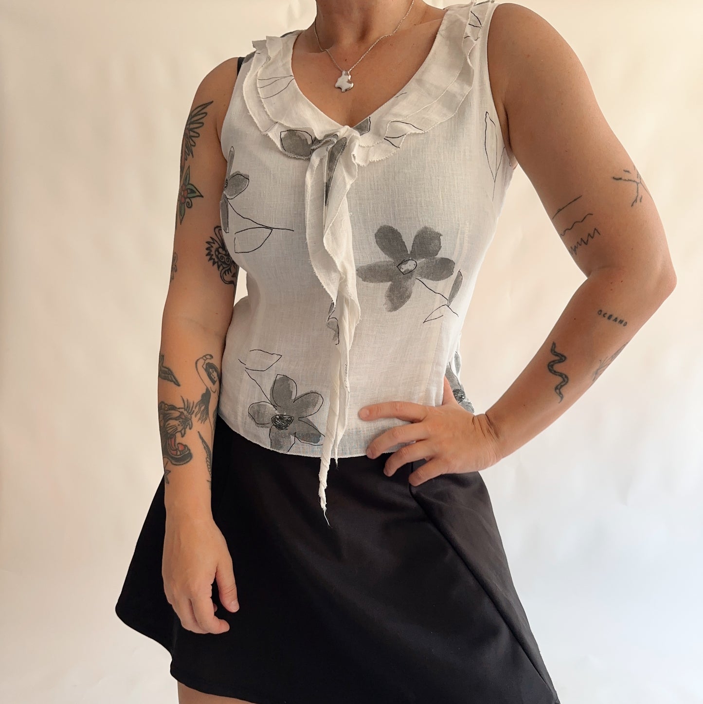 top vintage y2k 100% linho (M)