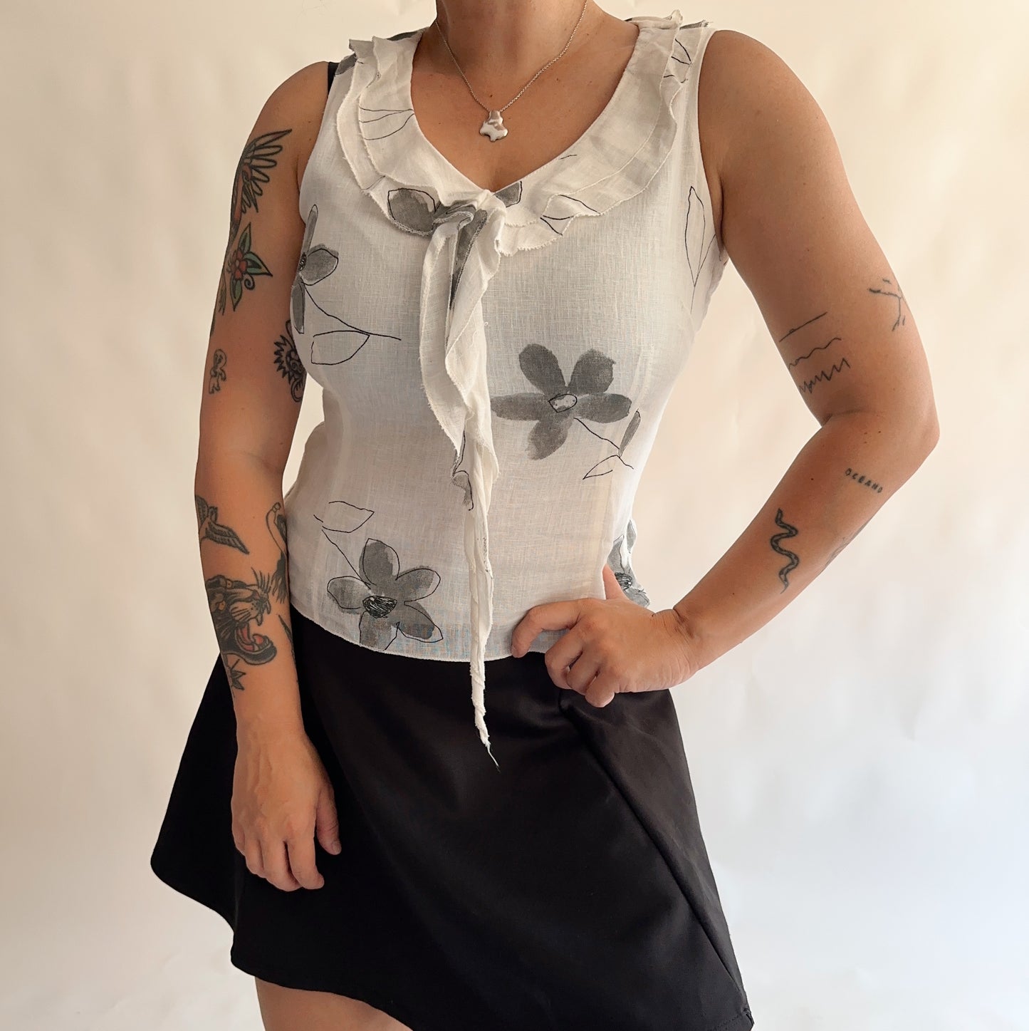 top vintage y2k 100% linho (M)