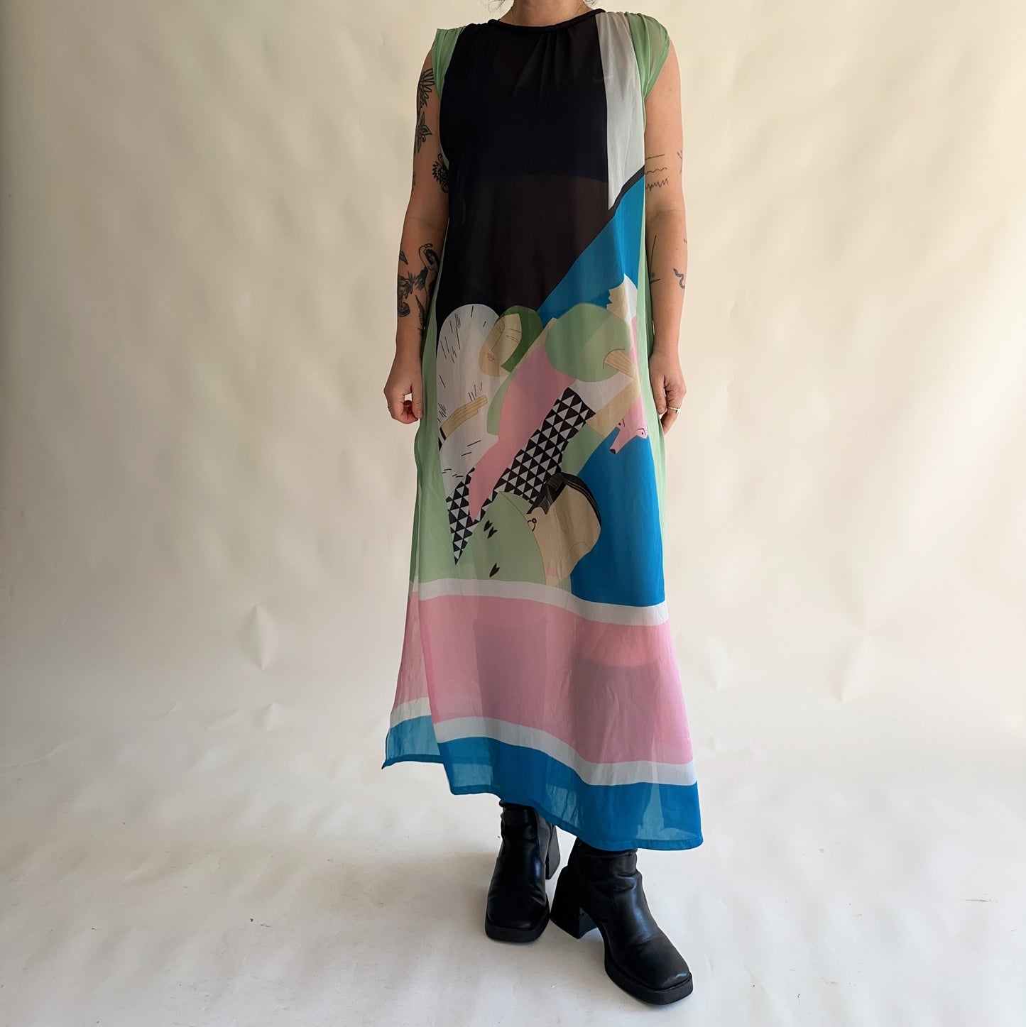 vestido maxi dos anos 70s (S ao L)