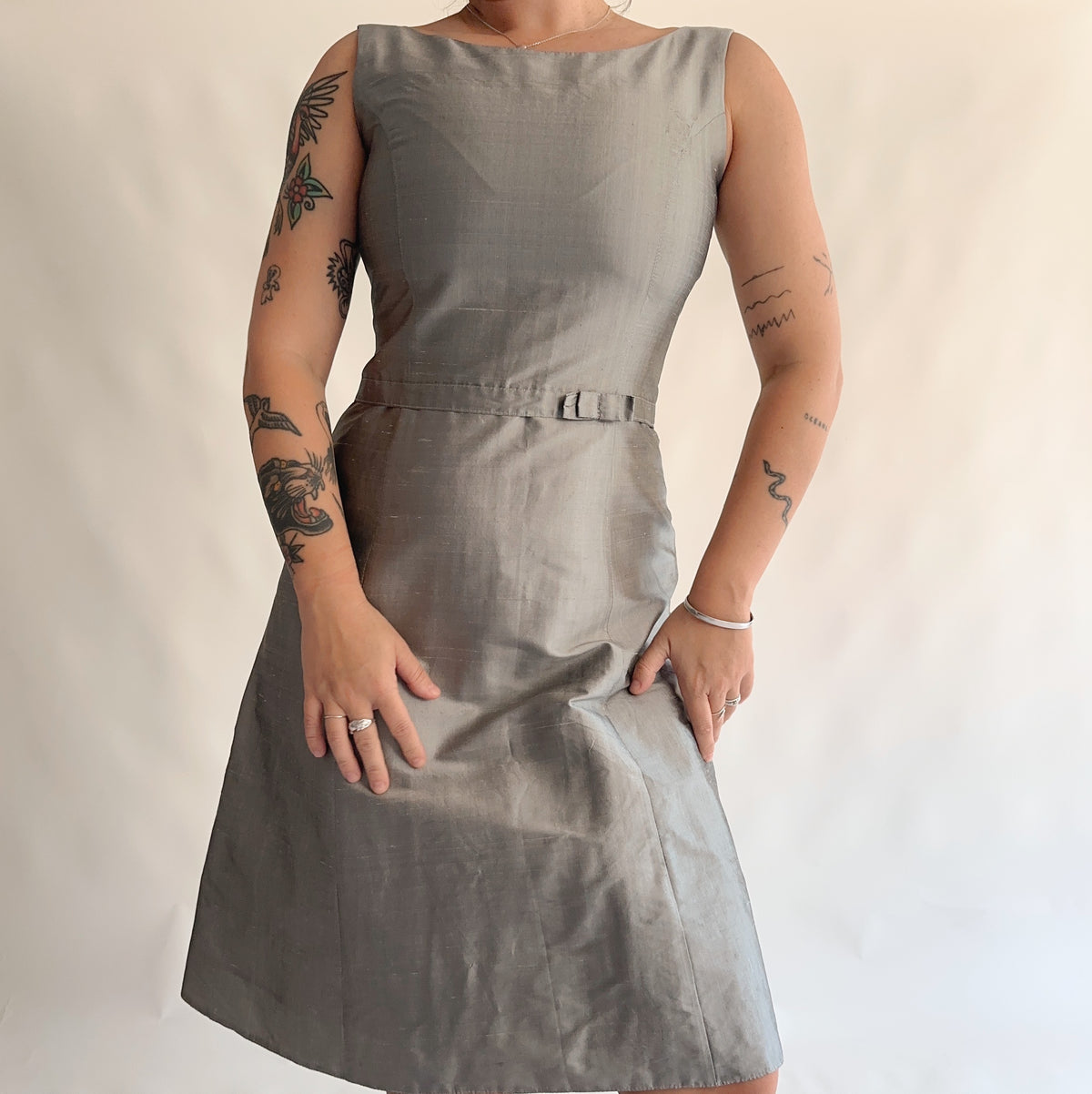 vestido vintage 100% seda (M)