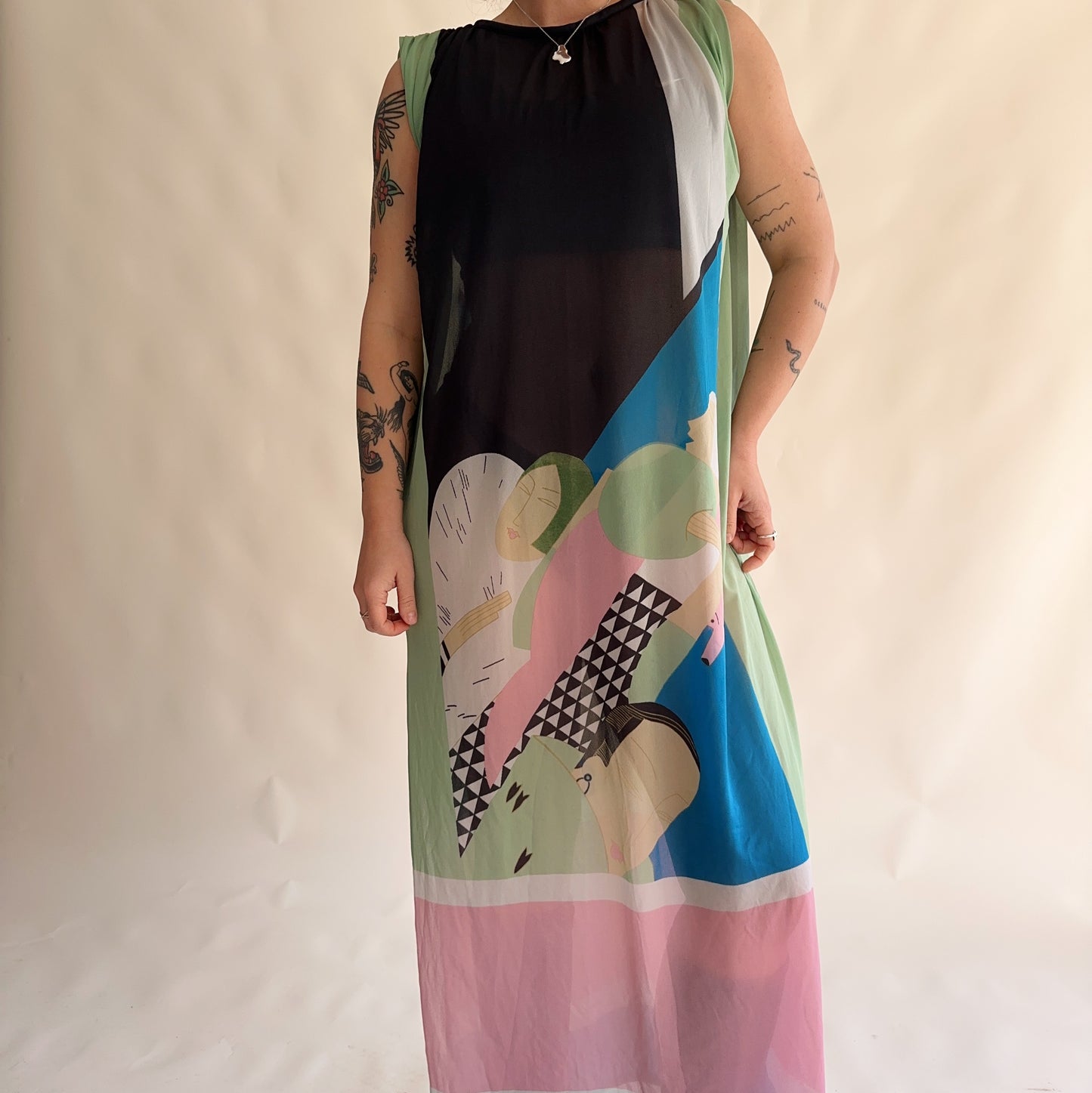 vestido maxi dos anos 70s (S ao L)