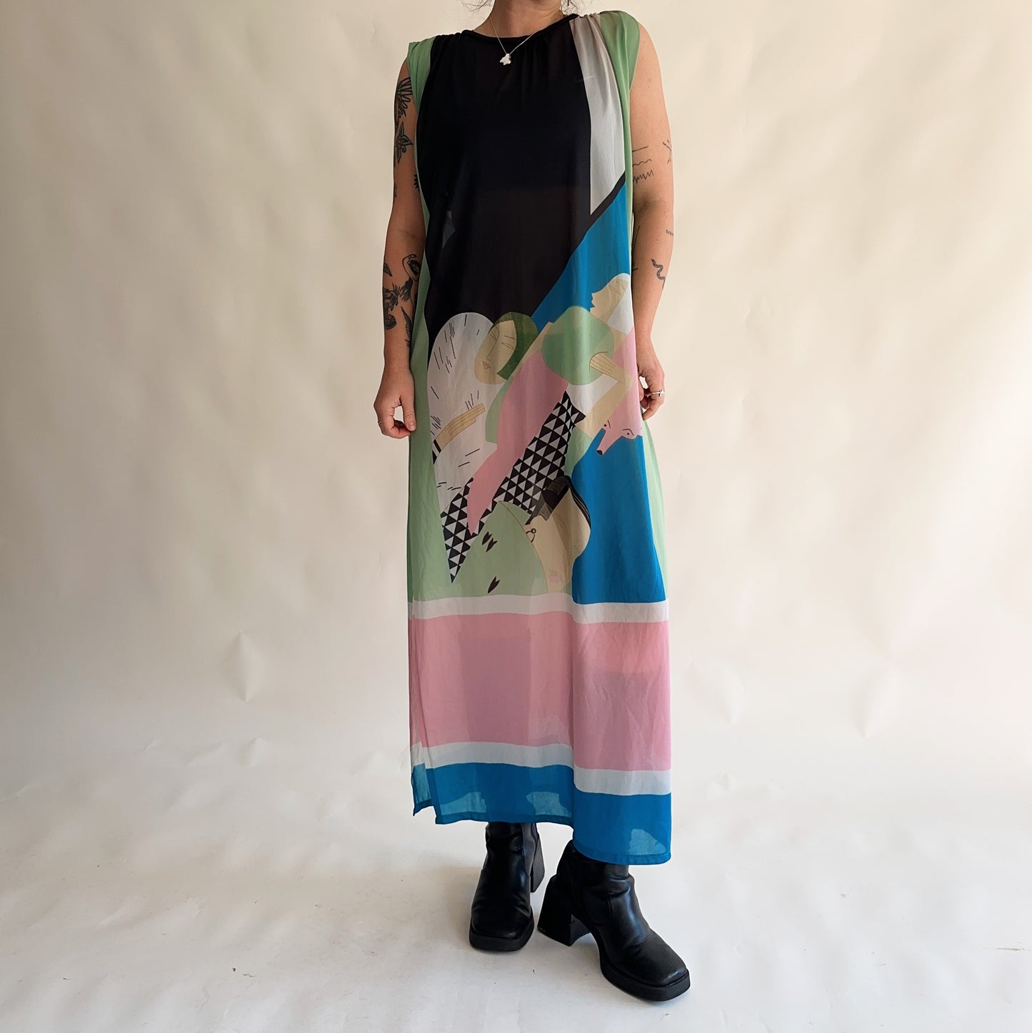 vestido maxi dos anos 70s (S ao L)