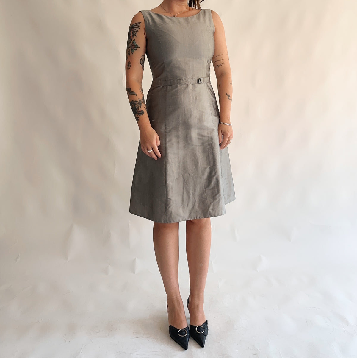 vestido vintage 100% seda (M)