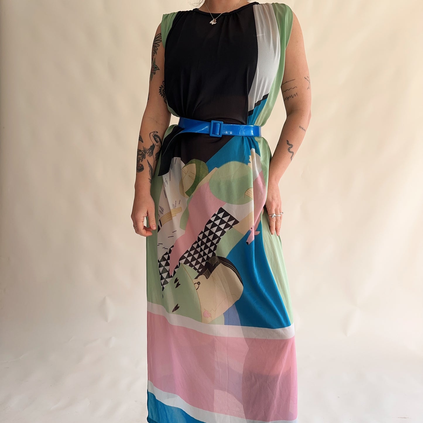 vestido maxi dos anos 70s (S ao L)