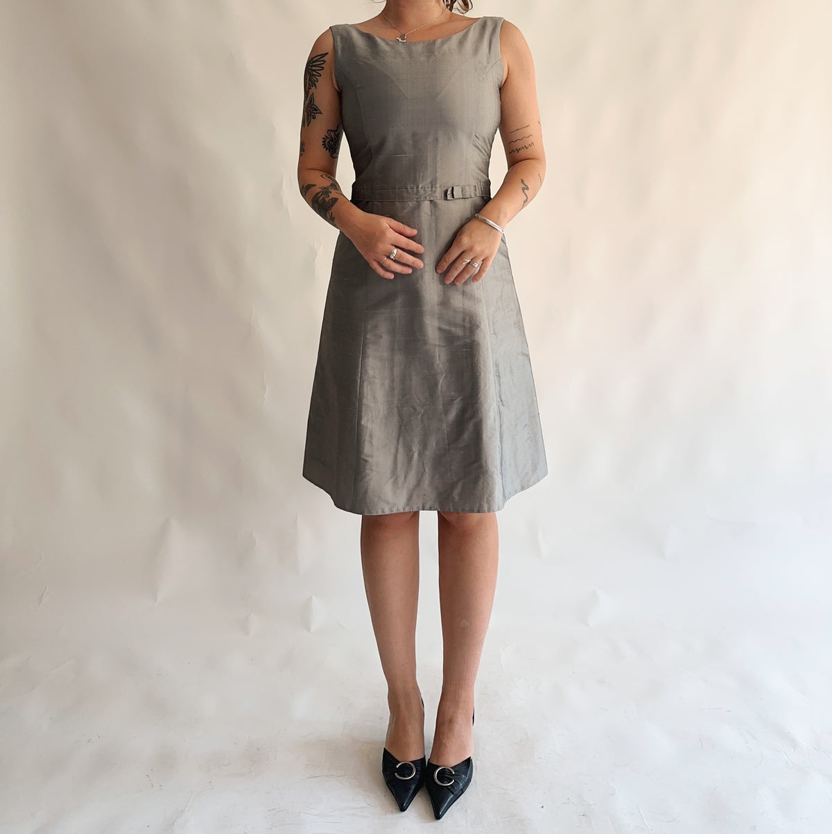 vestido vintage 100% seda (M)