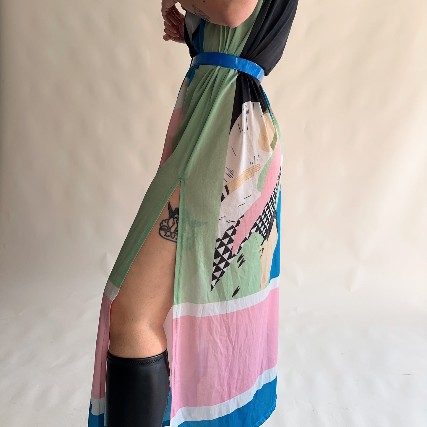 vestido maxi dos anos 70s (S ao L)