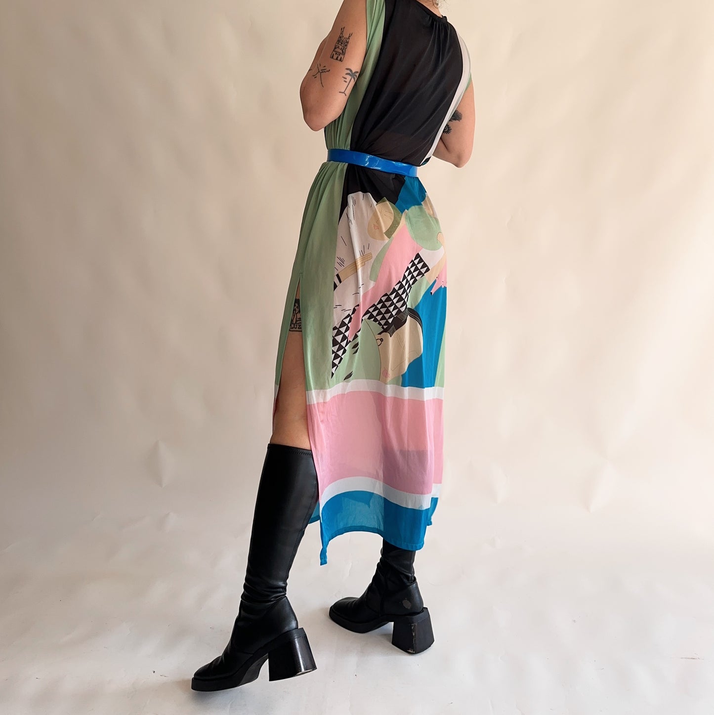 vestido maxi dos anos 70s (S ao L)