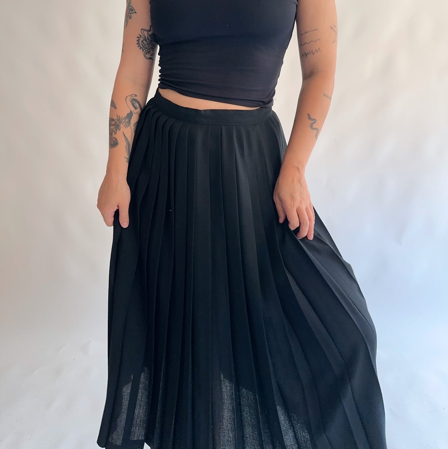 saia vintage plissada 40% lã (XS)