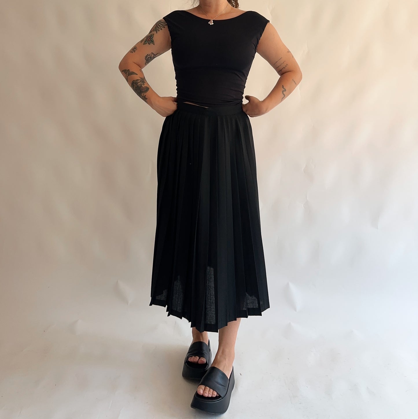 saia vintage plissada 40% lã (XS)