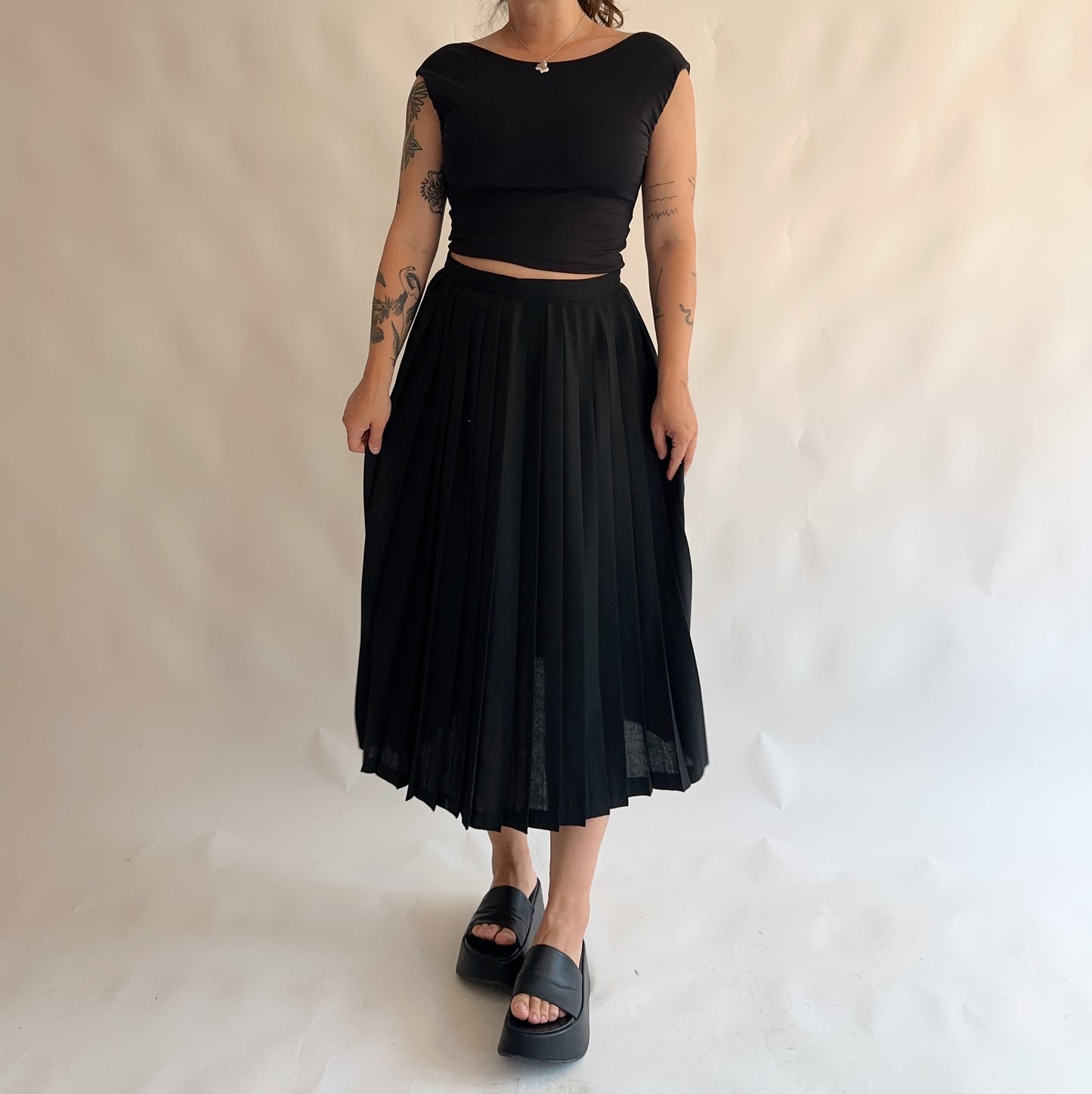 saia vintage plissada 40% lã (XS)