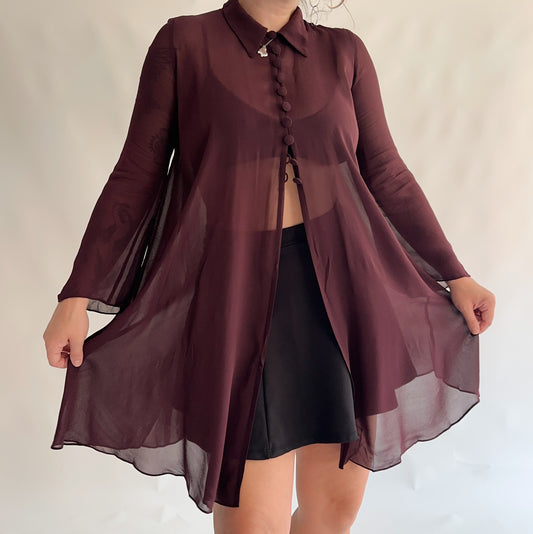 camisa/sobreposição vintage burgundy (S-M)