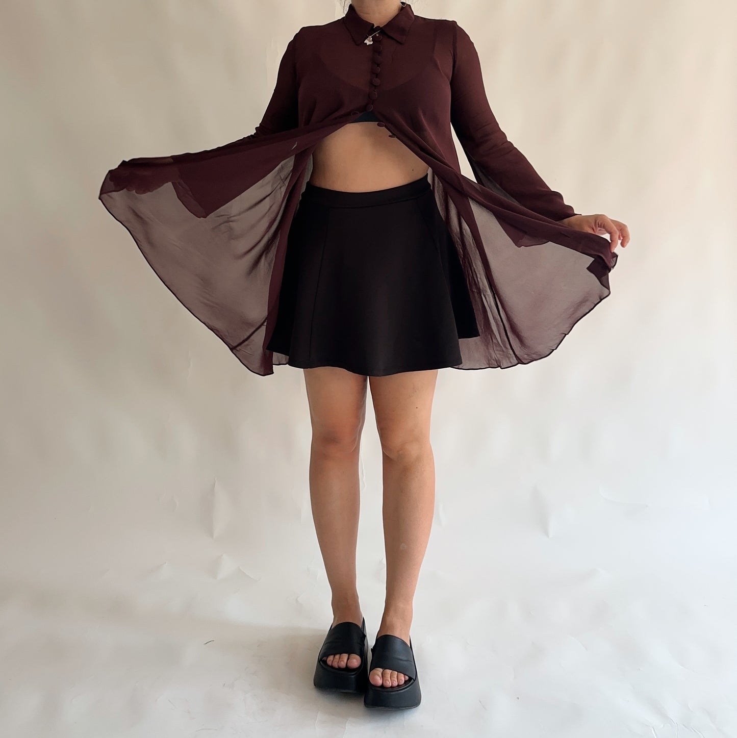 camisa/sobreposição vintage burgundy (S-M)