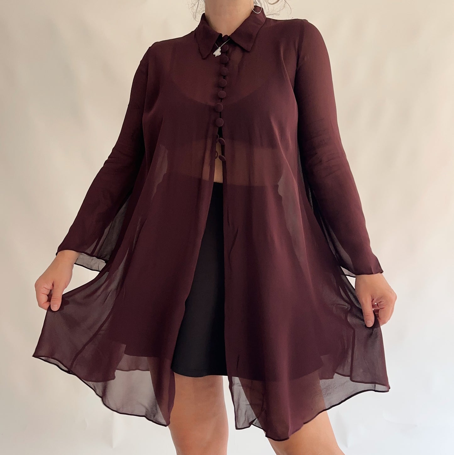 camisa/sobreposição vintage burgundy (S-M)