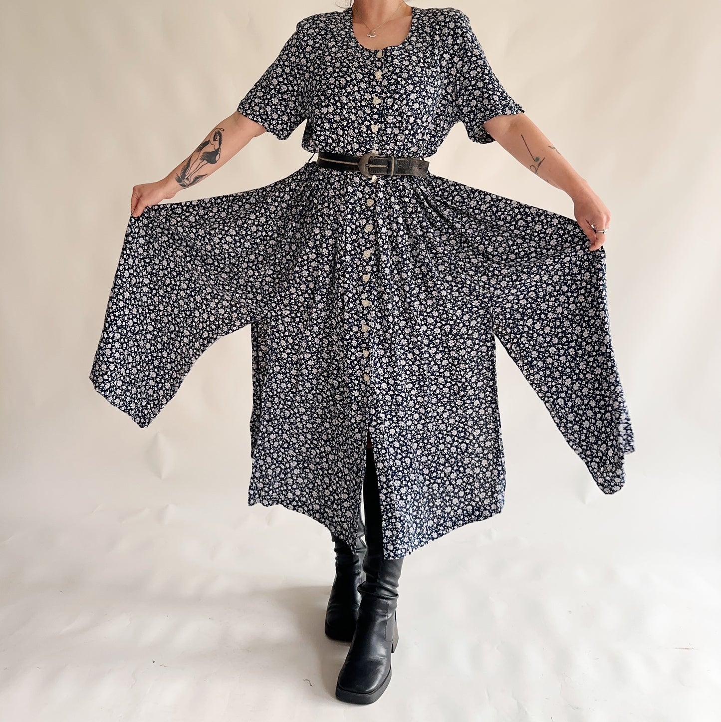 vestido vintage austríaco floral (XXL)