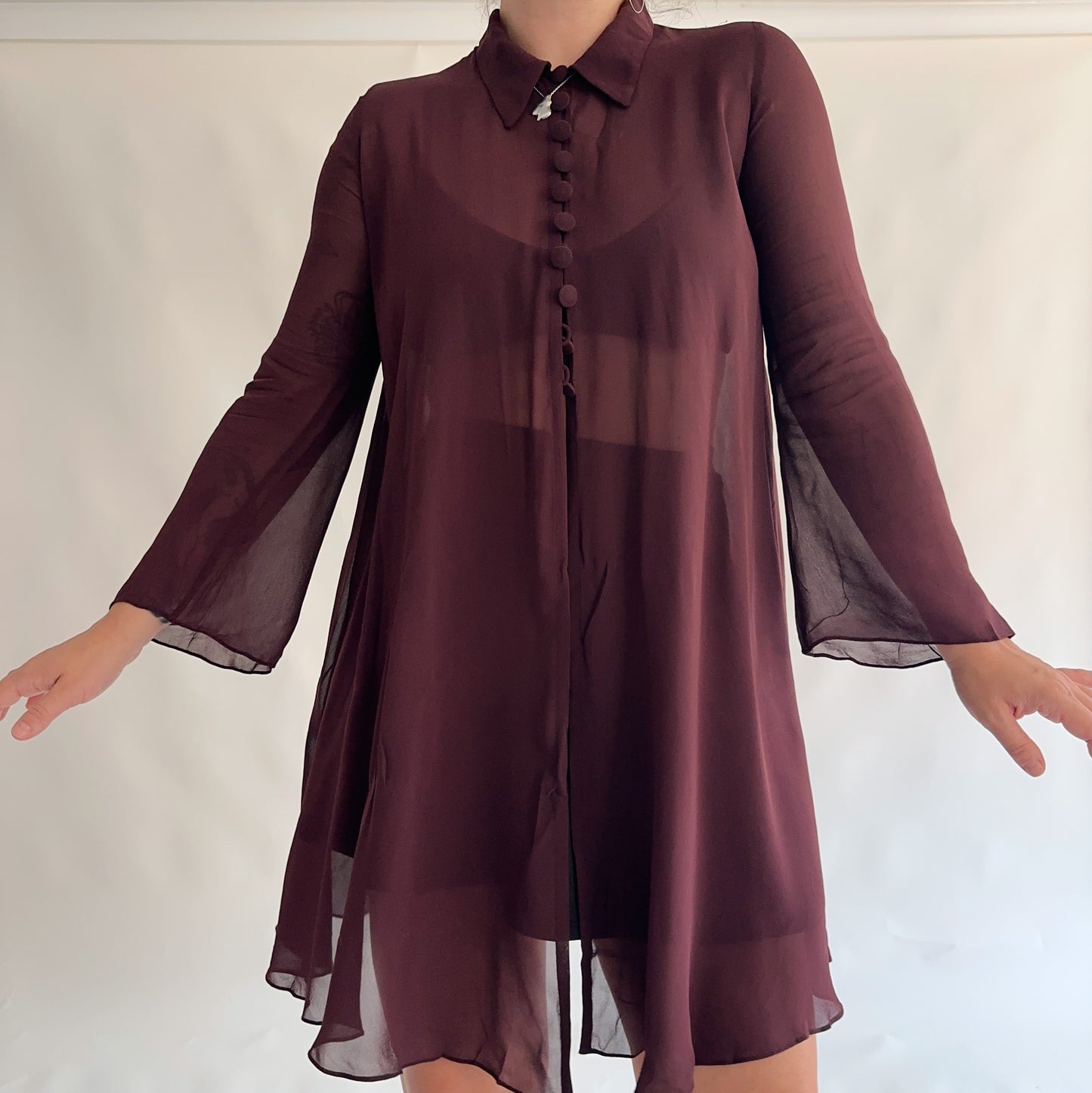 camisa/sobreposição vintage burgundy (S-M)