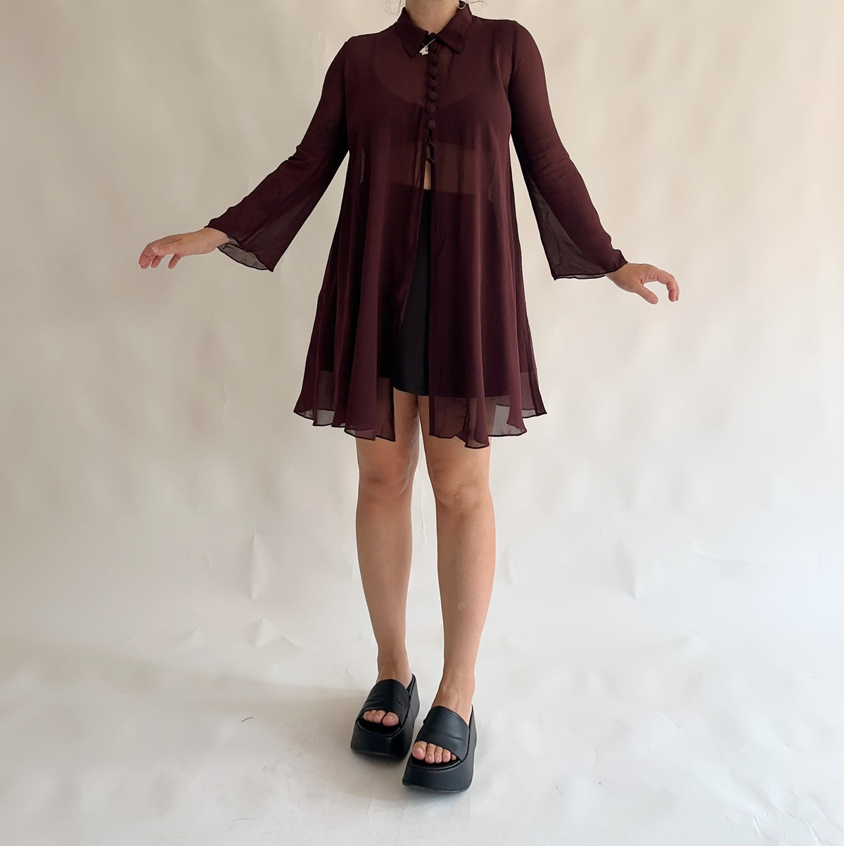 camisa/sobreposição vintage burgundy (S-M)