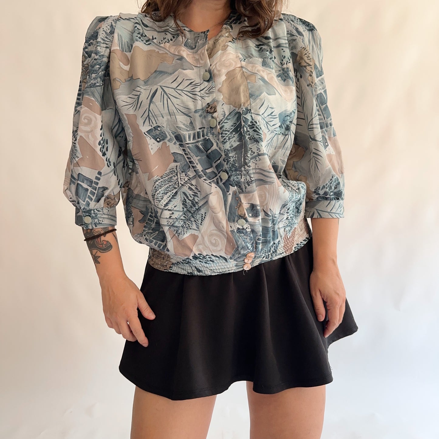 camisa vintage 80s 100% seda (M)