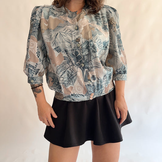 camisa vintage 80s 100% seda (M)