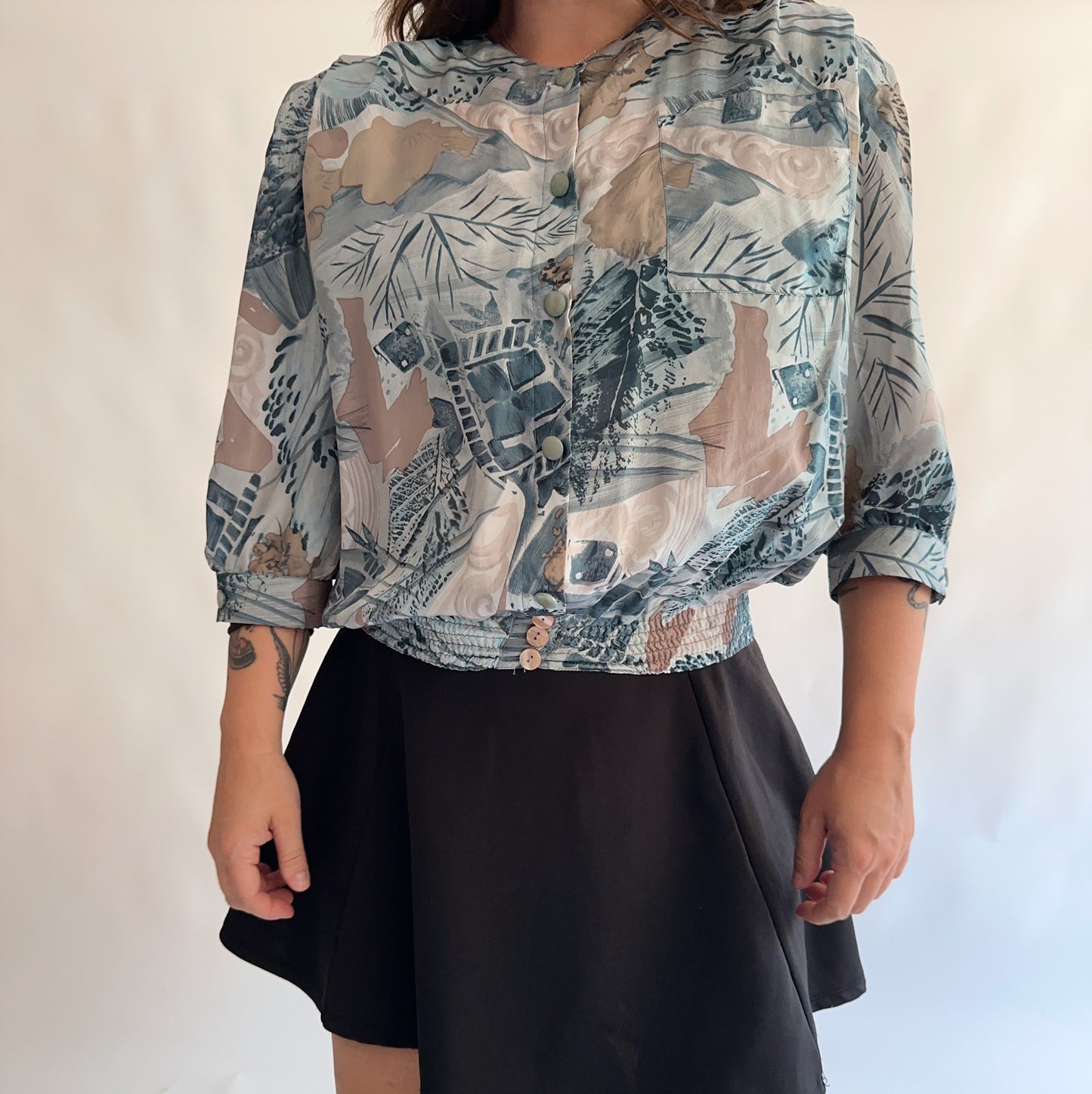 camisa vintage 80s 100% seda (M)