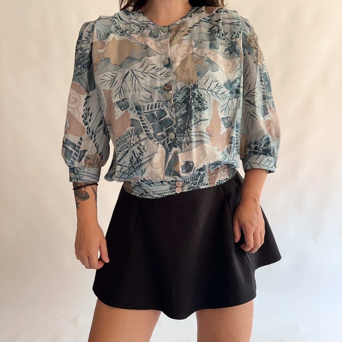 camisa vintage 80s 100% seda (M)