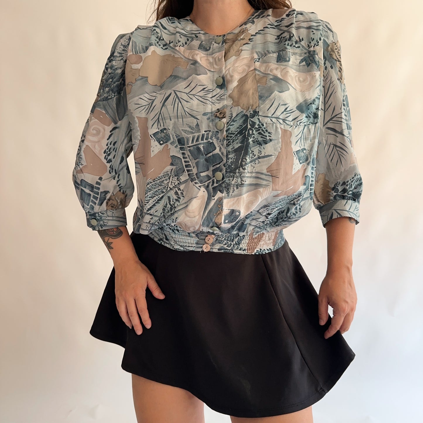 camisa vintage 80s 100% seda (M)