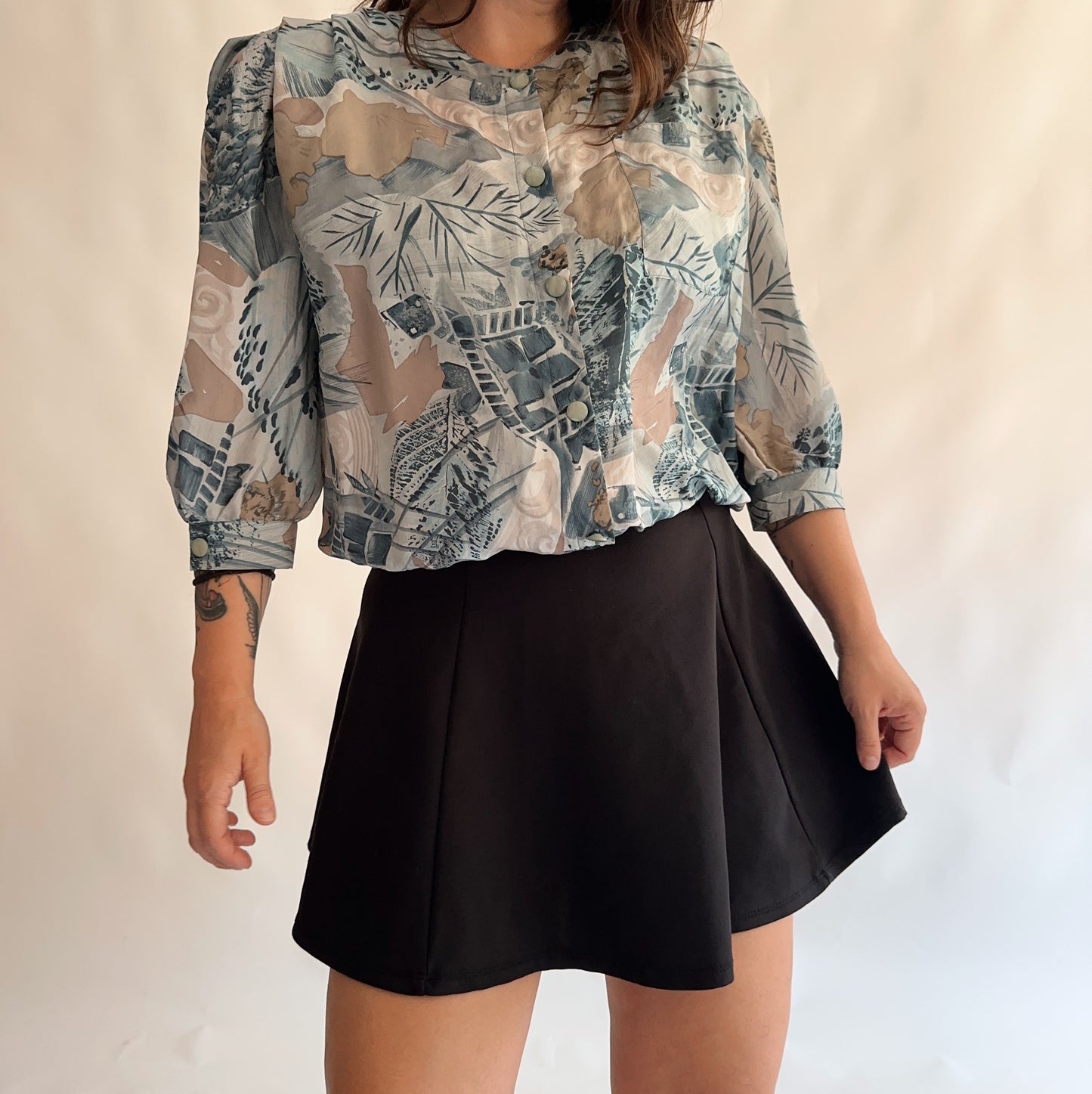 camisa vintage 80s 100% seda (M)