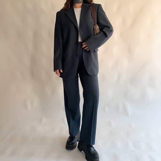 Fato Vintage Blazer + Calças 100% lã (M-L)