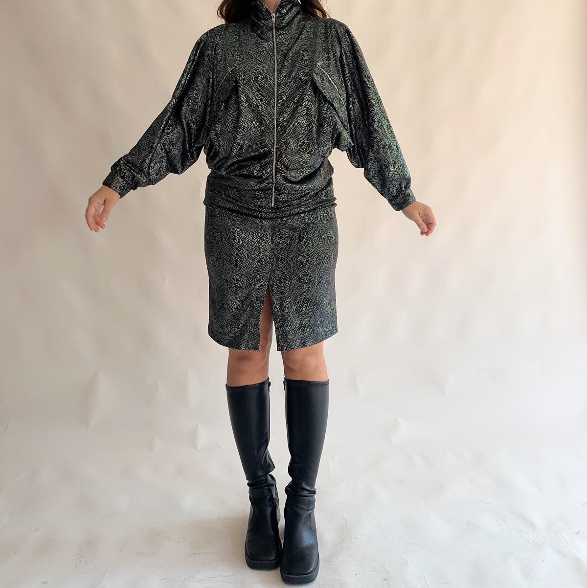 Vestido vintage 80s asa de morcego (L)