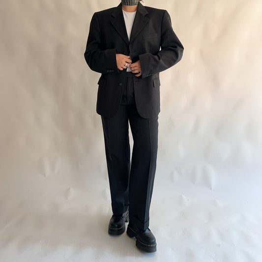 Fato Vintage Blazer + calças 45% lã (M-L)