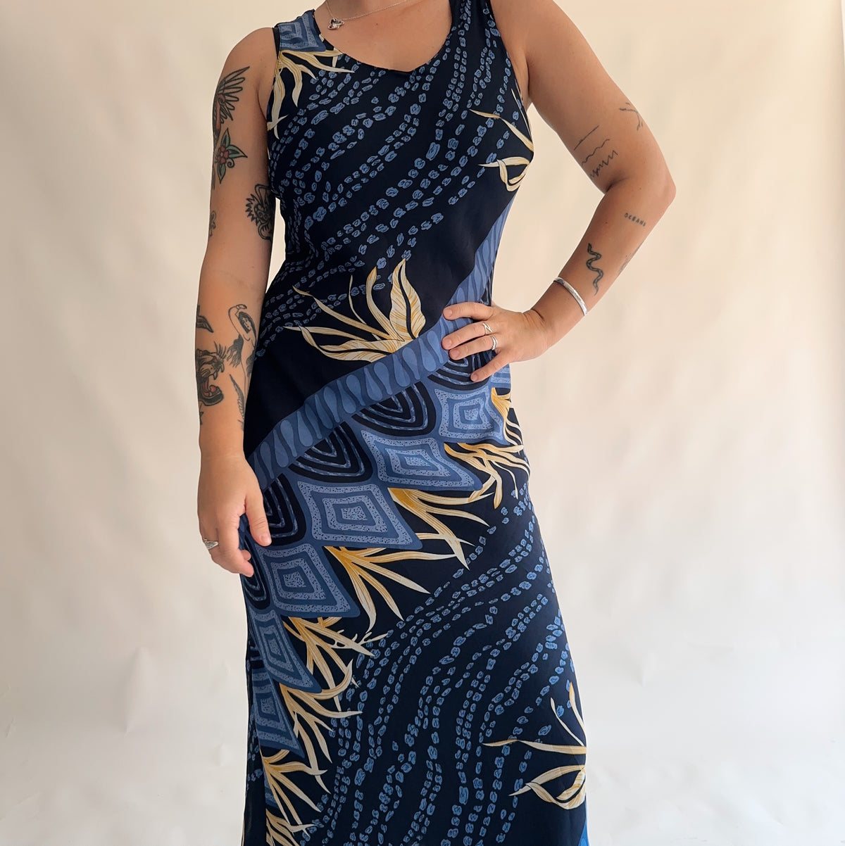 vestido vintage longo y2k dupla face (M)