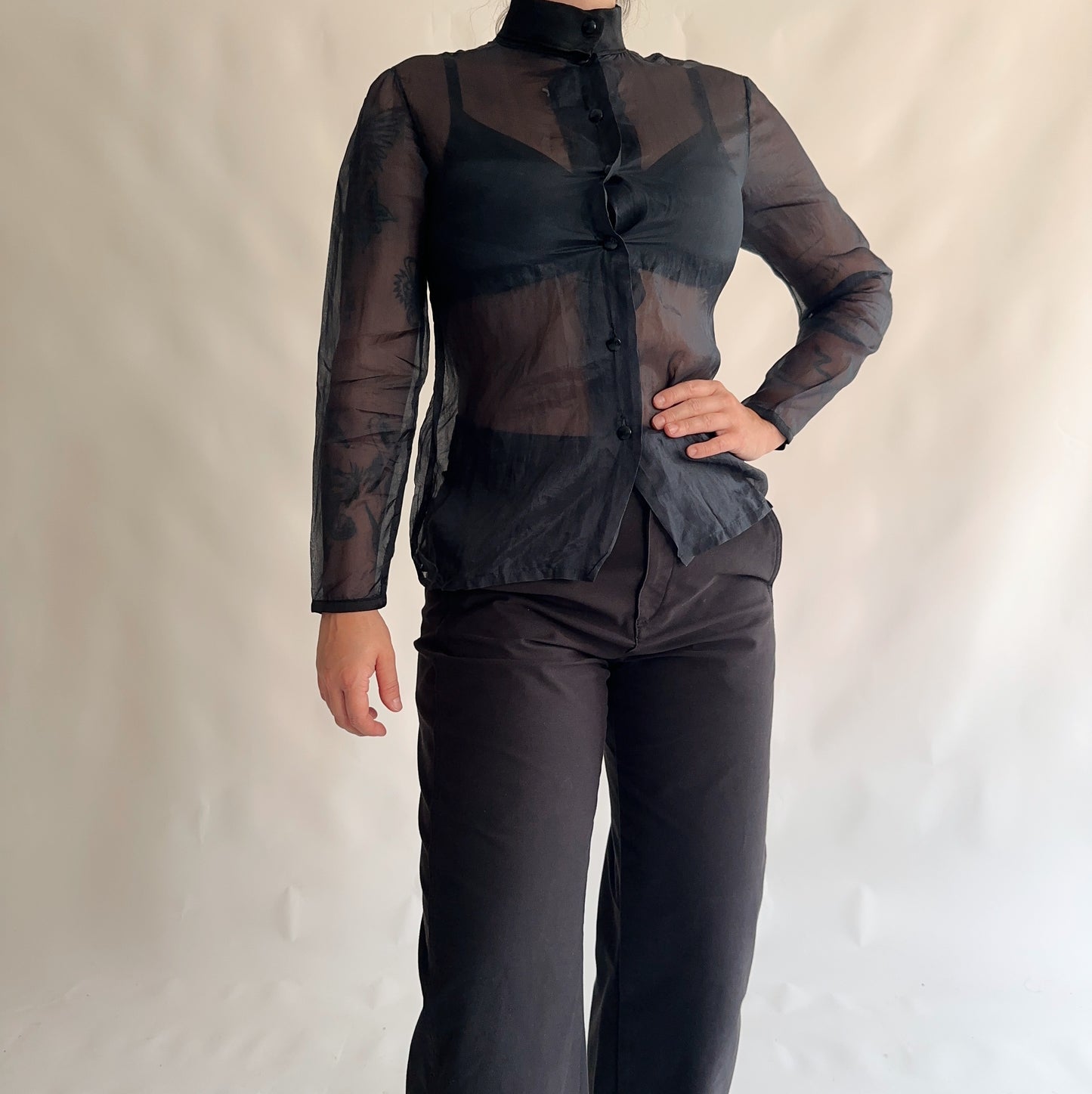 camisa vintage com transparência (S)