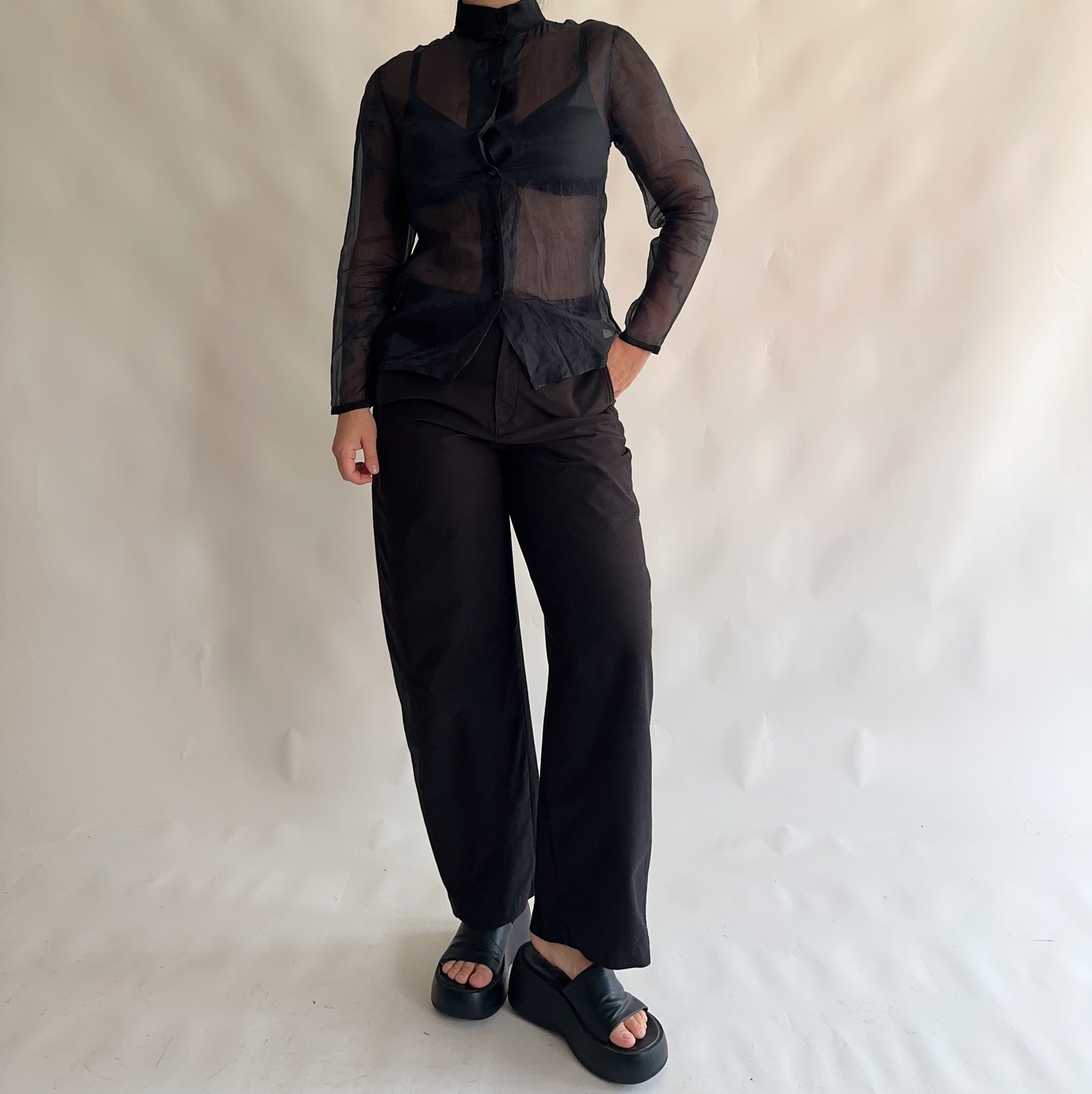 camisa vintage com transparência (S)