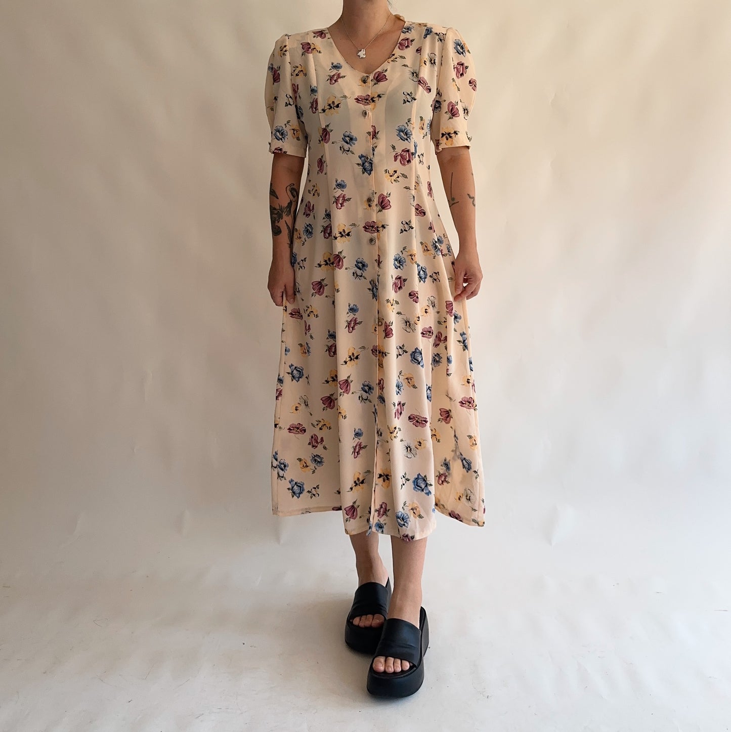 vestido vintage 90s floral (L-XL)