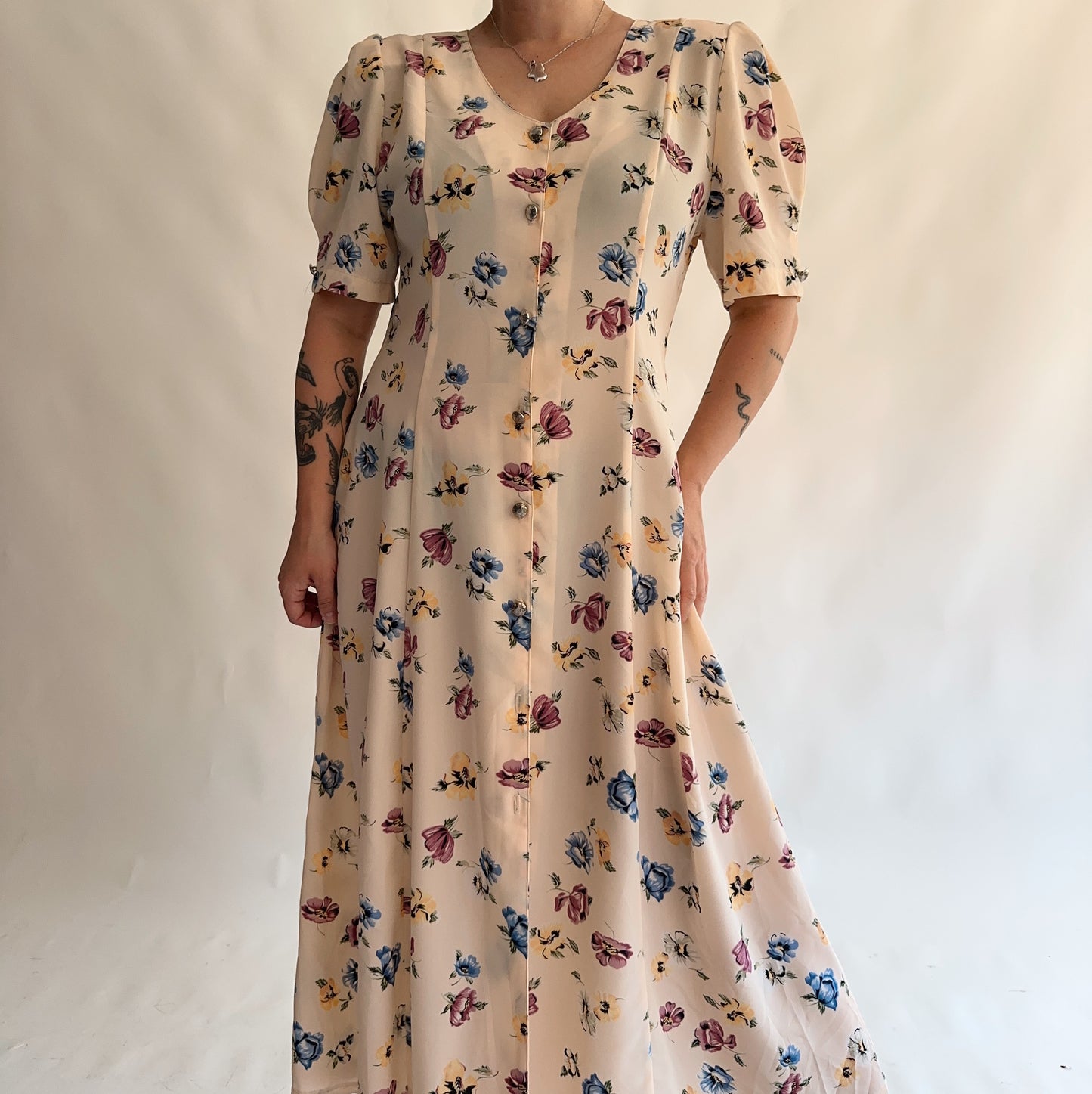 vestido vintage 90s floral (L-XL)