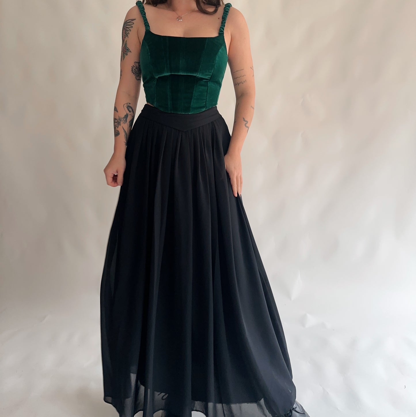 upcycling corset veludo verde (S-M)