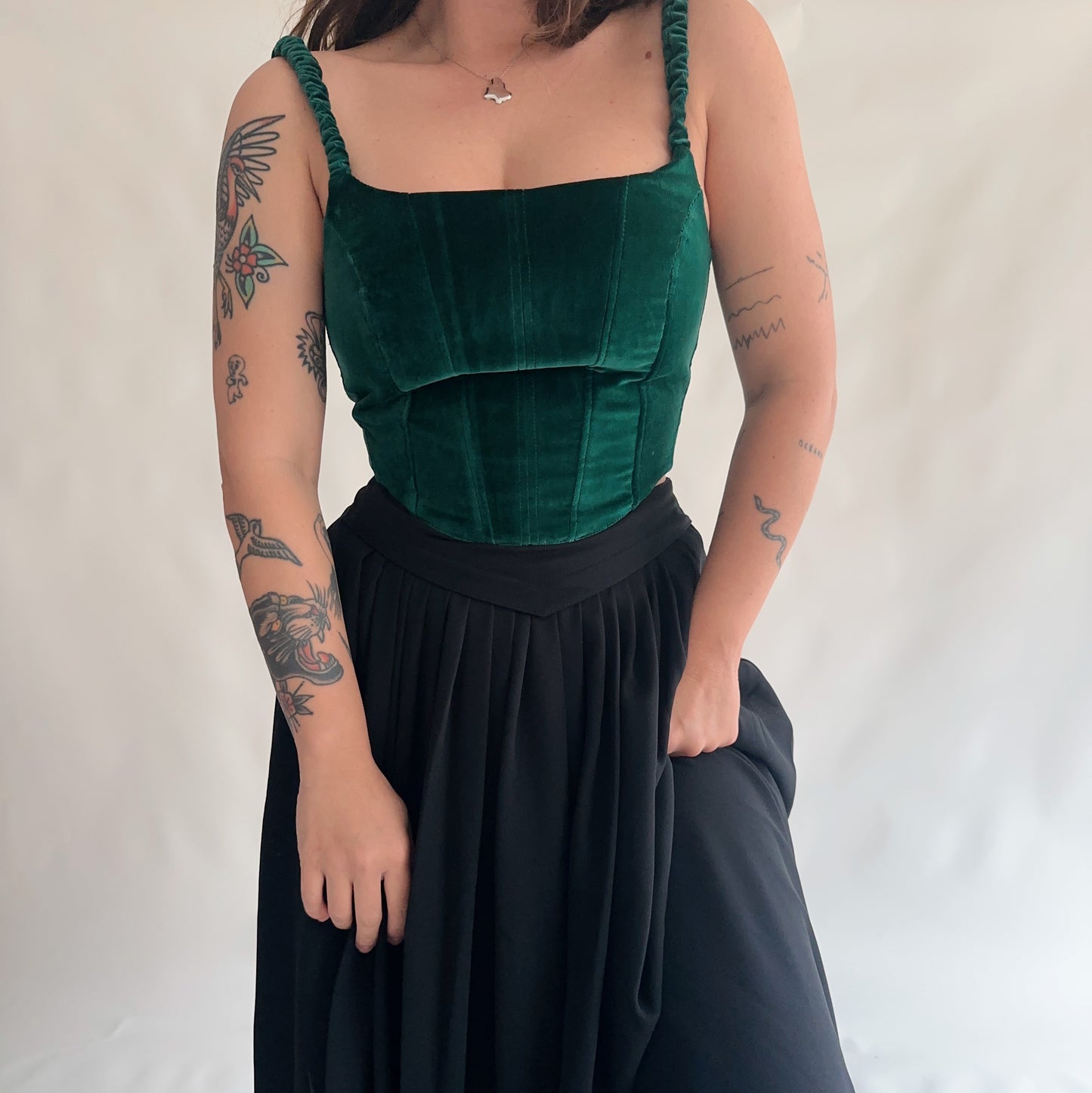 upcycling corset veludo verde (S-M)