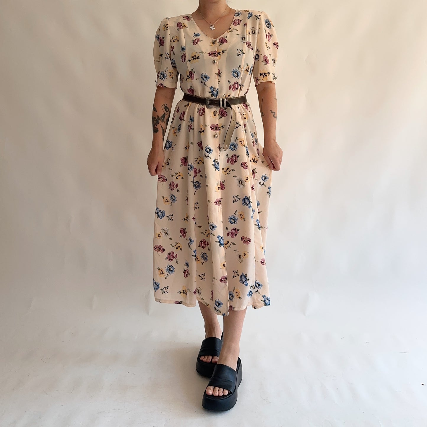 vestido vintage 90s floral (L-XL)