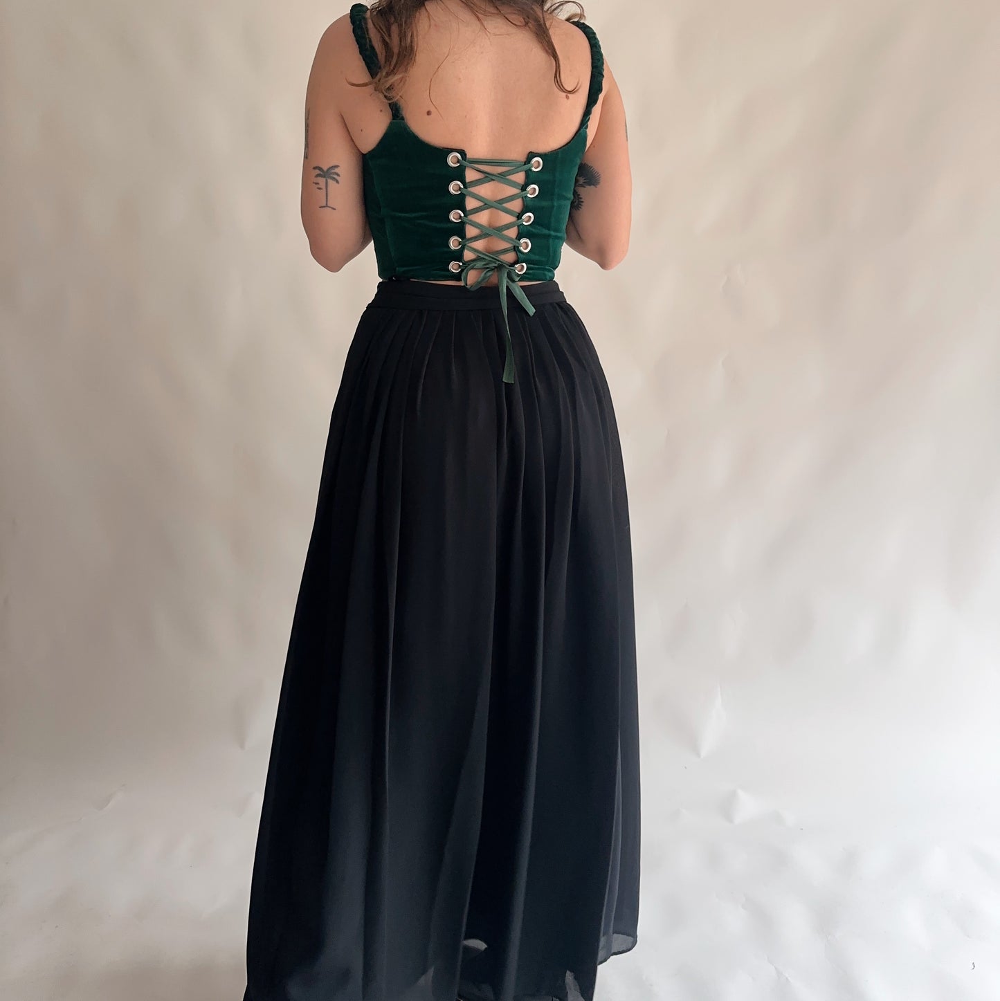 upcycling corset veludo verde (S-M)