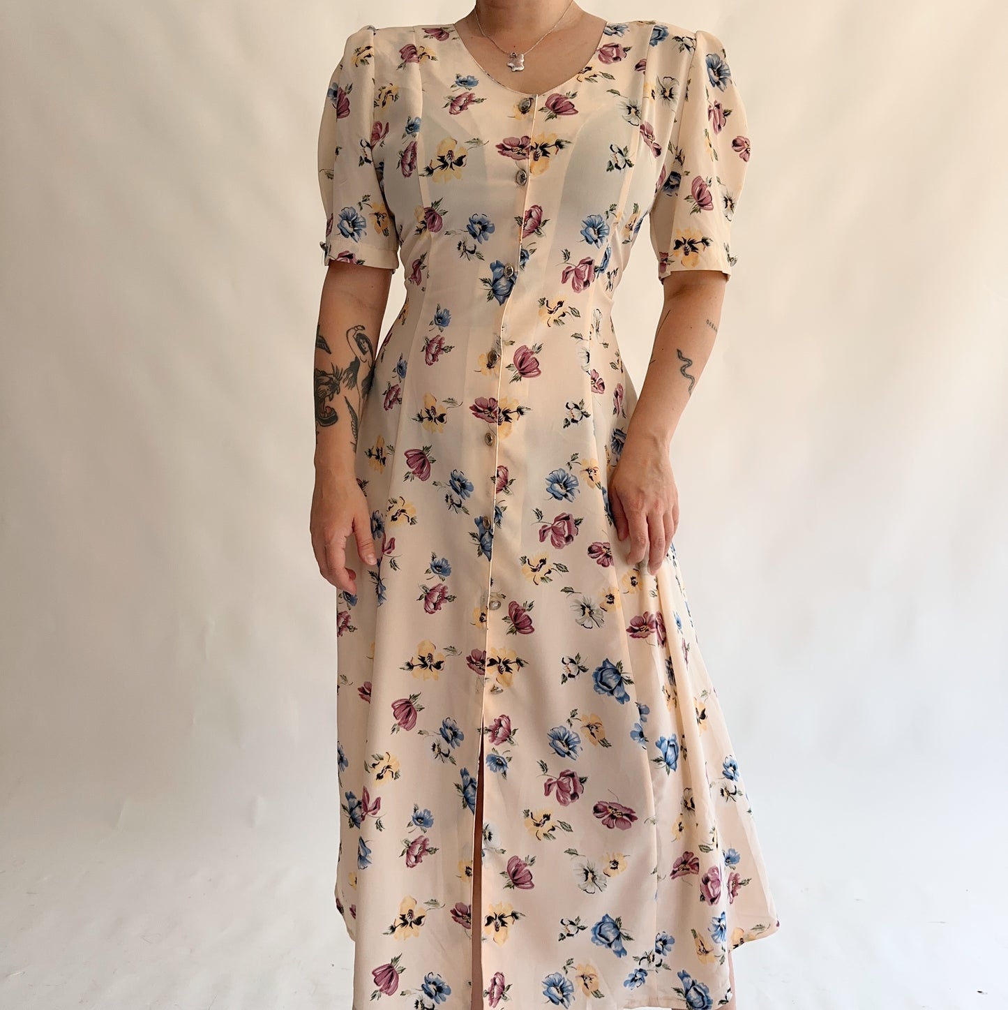 vestido vintage 90s floral (L-XL)