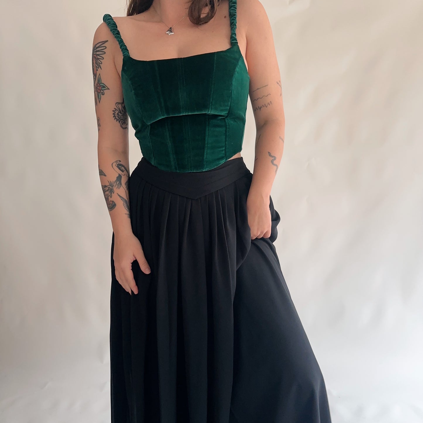upcycling corset veludo verde (S-M)