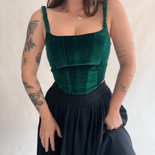 upcycling corset veludo verde (S-M)