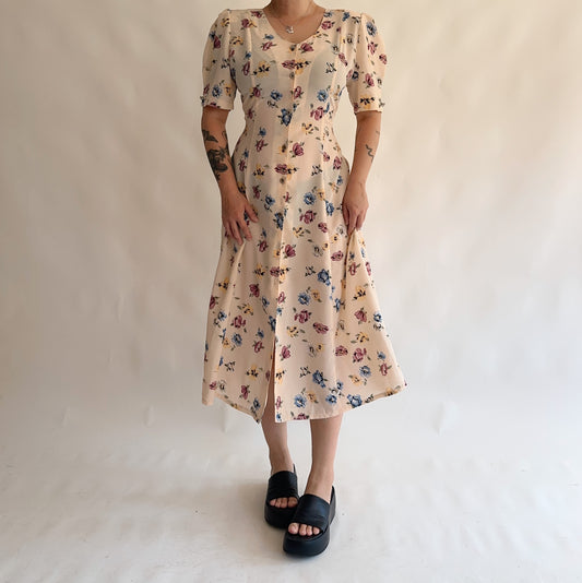 vestido vintage 90s floral (L-XL)