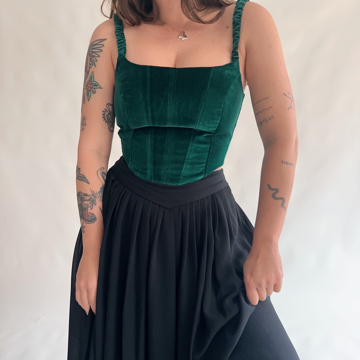 upcycling corset veludo verde (S-M)