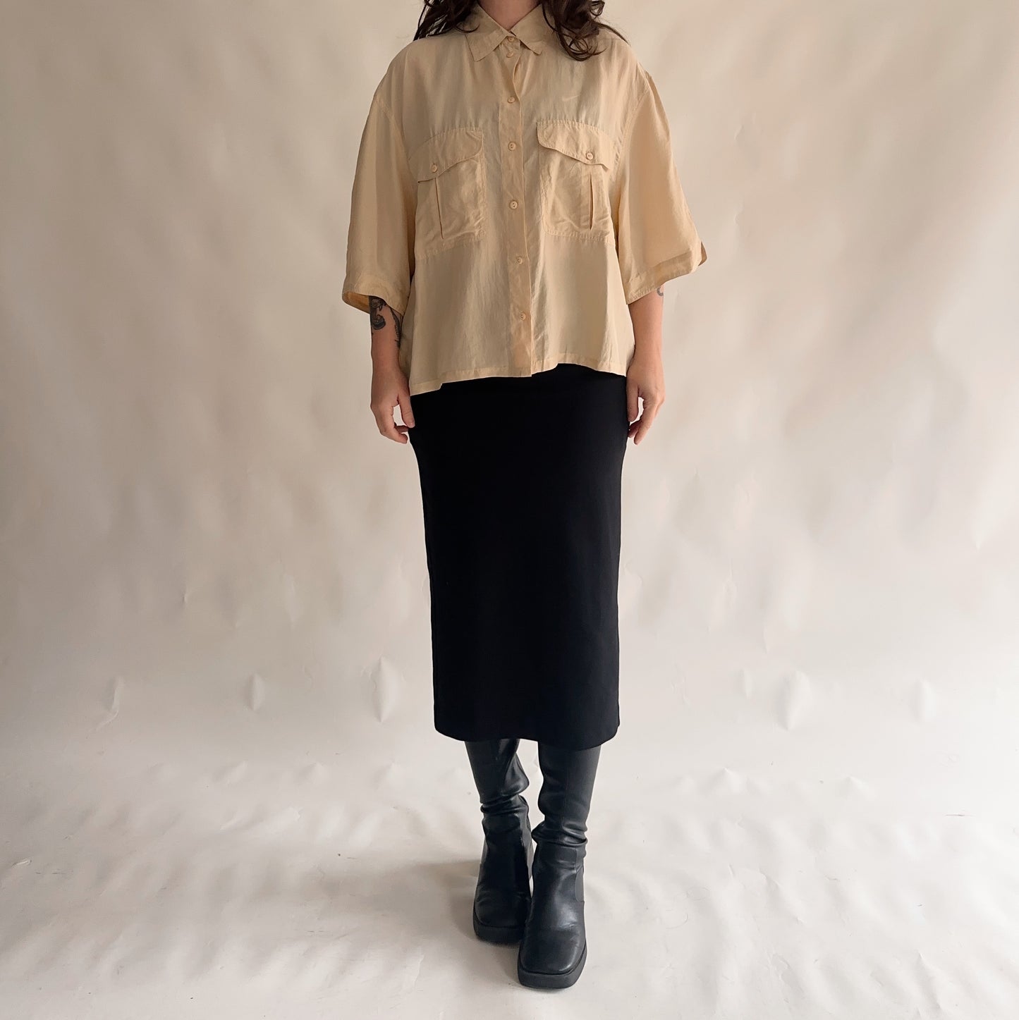 camisa vintage 100% seda (XL)