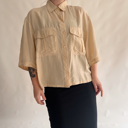 camisa vintage 100% seda (XL)