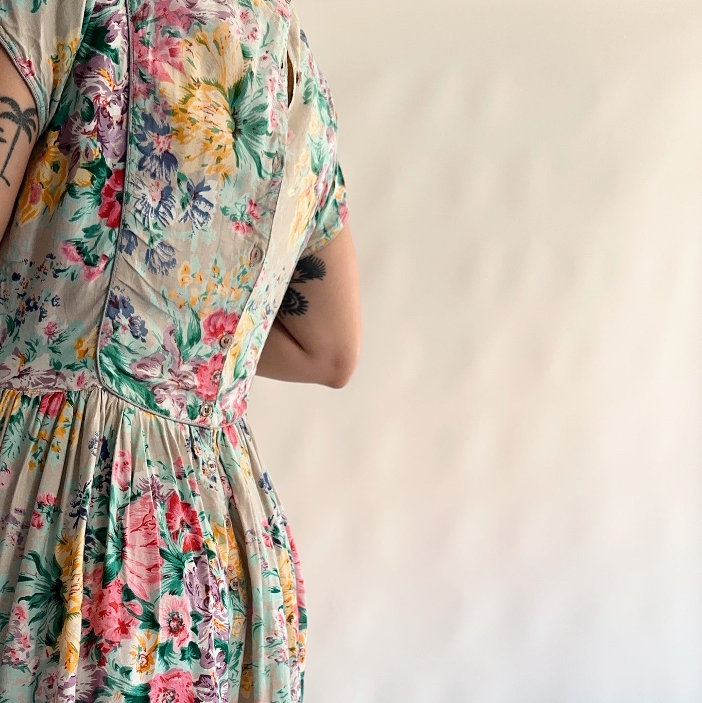vestido vintage 90s floral (L)